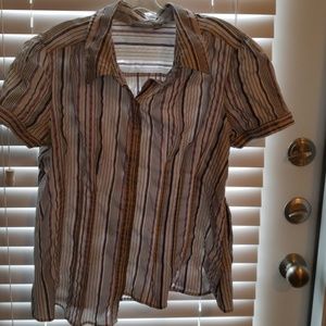 Plum, lilac, white vertical stripe button down